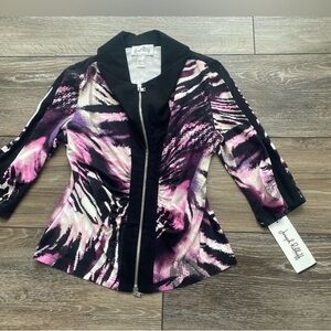 Joseph Ribkoff Pink & Black Printed Zip-Front Jacket